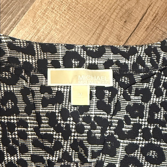 Michael Kors Black and Gray Leopard Print Blouse - Picture 2 of 9